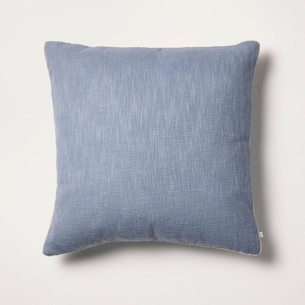 24"x24" Cotton/Jute Square Throw Pillow Blue - Hearth & Hand with Magnolia